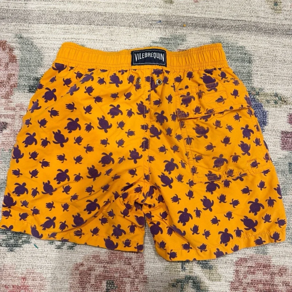 Vilebrequin‎ Boys Swim Trunks Size 10 Turtle Print Board Shorts Lined Pockets